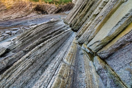 Preview: Detail of flysch, rocks of sedimentary origin that slide over each other.
