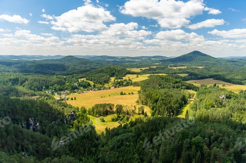 Preview: View from mountain to Jetrichovice, Bohemian Switzerland, Czech Republic