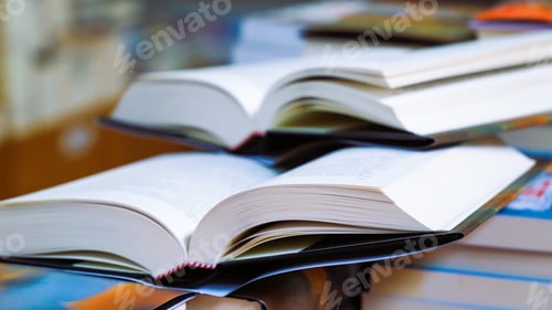 Vista previa: libro abierto sobre mesa. vuelta al cole
