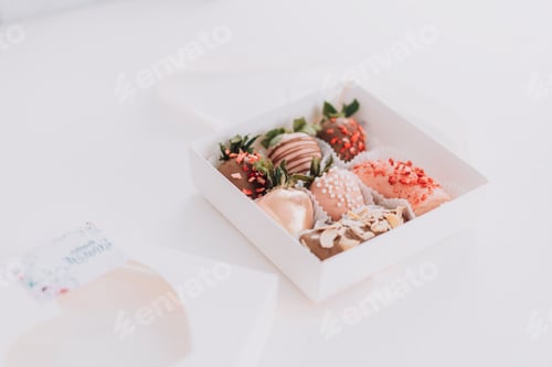 Preview: Chocolate Covered Strawberries in a Box on Table