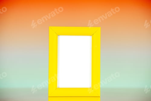 Preview: front view yellow picture frame on light red background family gift present portrait photo shoot