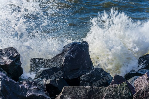 Preview: Wave Crash On The Shore At Saltwater State Park On A Windy Day.