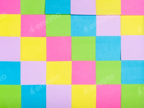 Preview: A grid of colorful square sticky notes in various pastel shades