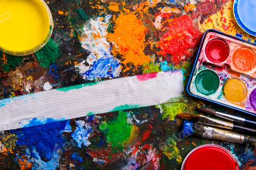 Preview: Watercolor paints and paintbrushes