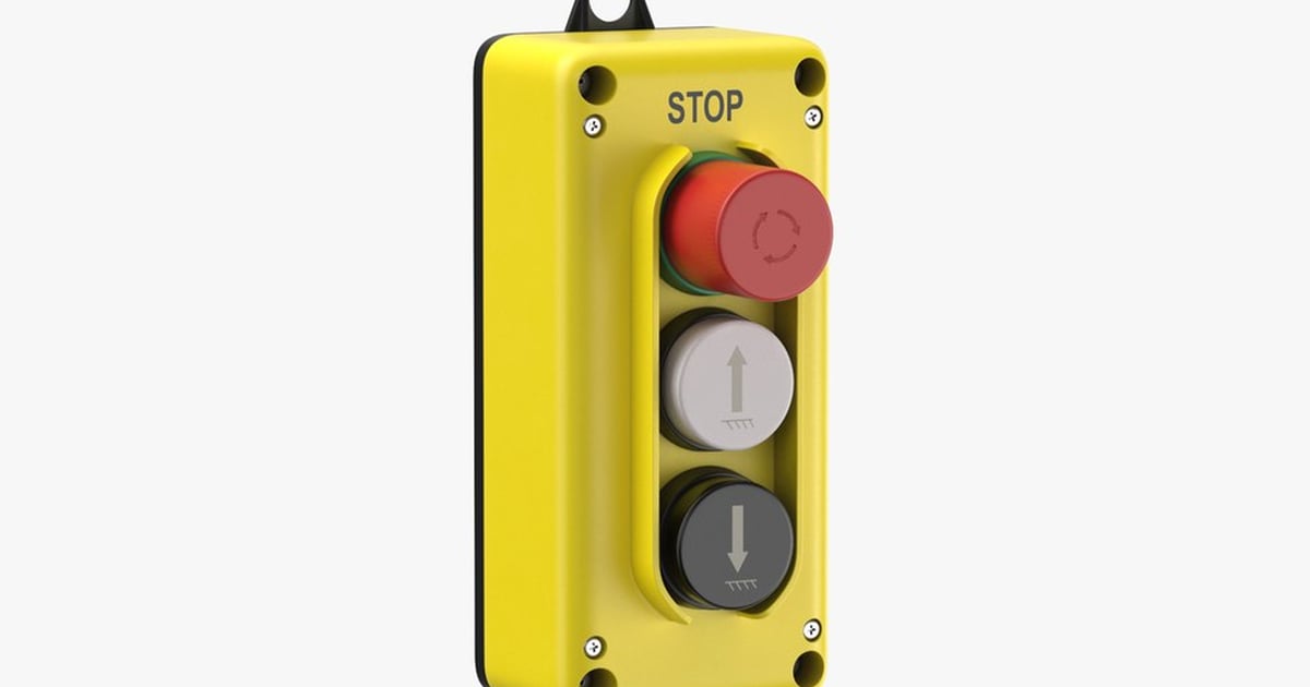 Industrial Control Station with Stop, Up, Down Buttons 3D, Incl. alarm ...
