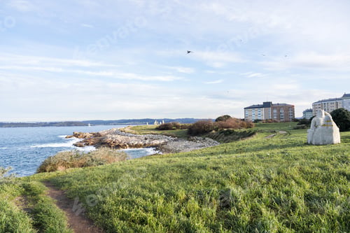Preview: Cliff in park of the menhirs in Hercules Tower coast a Coruna, Galicia, Spain