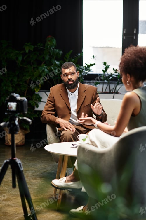 Preview: Job candidates engage in a meaningful conversation in a modern office setting during an interview