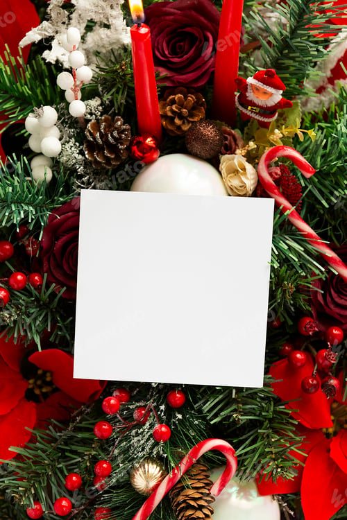 Preview: Square card mockup, Christmas background