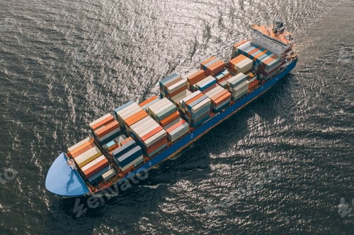 Preview: Container ship floating in sea