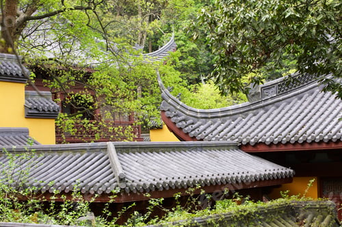 Preview: Traditional clay roof of ancient chinese building,closeup.