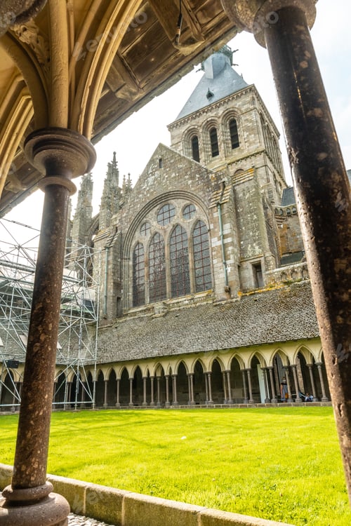 Preview: Inside the courtyard of the Mont Saint-Michel Abbey, in the Manche department