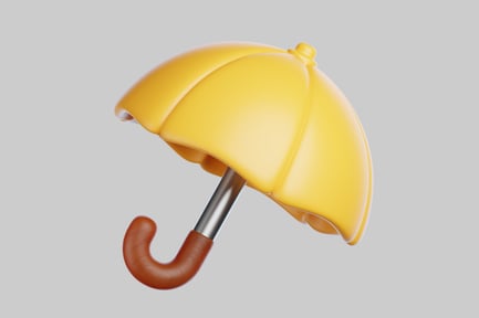 Preview: Cheerful yellow umbrella with wood handle