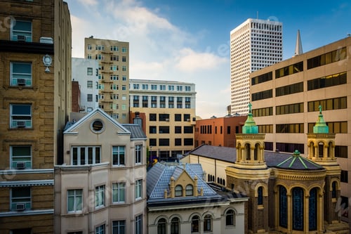Preview: View Of Buildings On Bush Street, In San Francisco, California.
