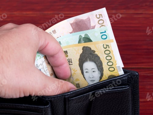 Preview: South Korean won in the black wallet