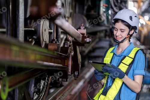 Preview: Engineer checking construction process railway and checking work on railroad station