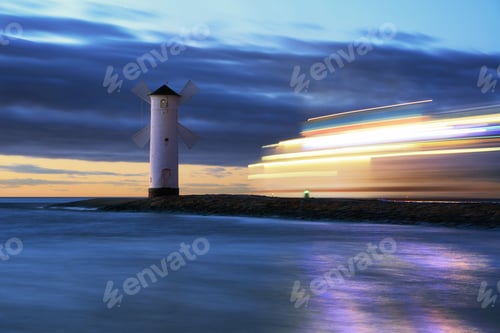 Preview: Luxury boat in motion at Baltic sea. Swinoujscie, Poland.