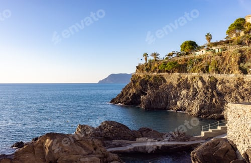 Preview: Small touristic town on the coast, Manarola, Italy. Cinque Terre