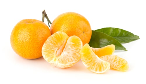 Preview: Tangerines and Leaves on a White Background