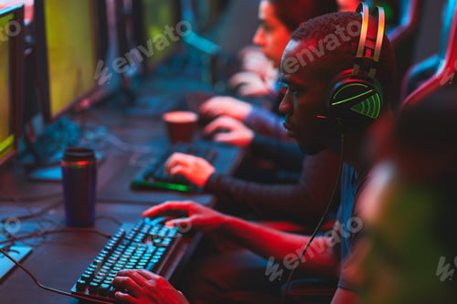 Preview: Focused gamers playing video game