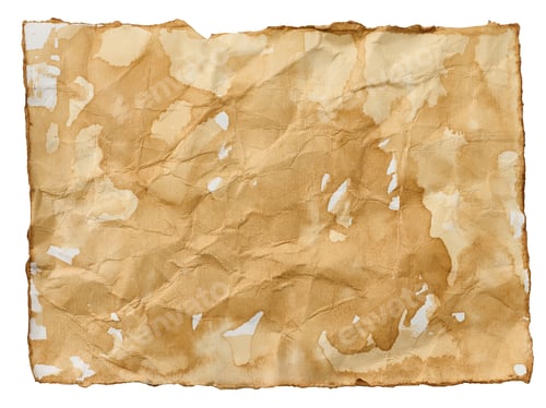 Preview: Crumpled white sheet of drenched coffee, white isolated background