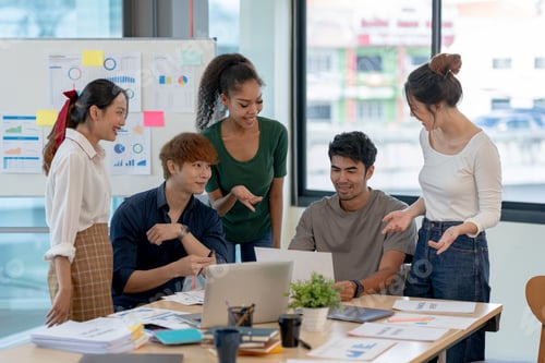 Preview: Group of young Asian businesspeople seminar to discuss planning strategies development business.