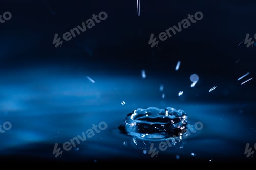 Preview: abstract background of blue water splash falling drop on liquid wave