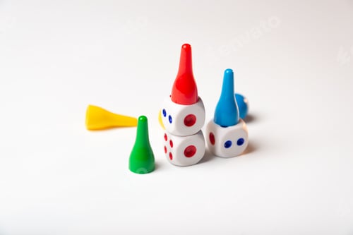 Preview: Cubes with numbers and chips for board games. A game of luck