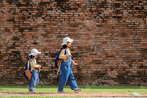 Preview: Two Asian children girls are bloggers. Broadcast on the Internet. Record vlog and blog subscribers.