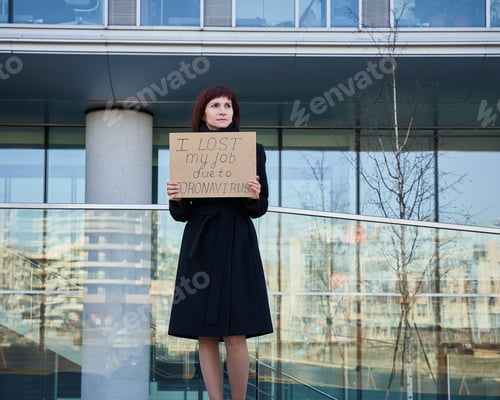 Woman Lost Job Due to Coronavirus Holding Sign