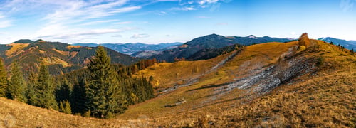 Preview: Beautiful forests covering the Carpathian mountains and a small village