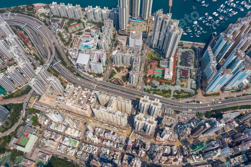 Preview: Shau Kei Wan, Hong Kong 19 March 2019: Top view of Hong Kong city