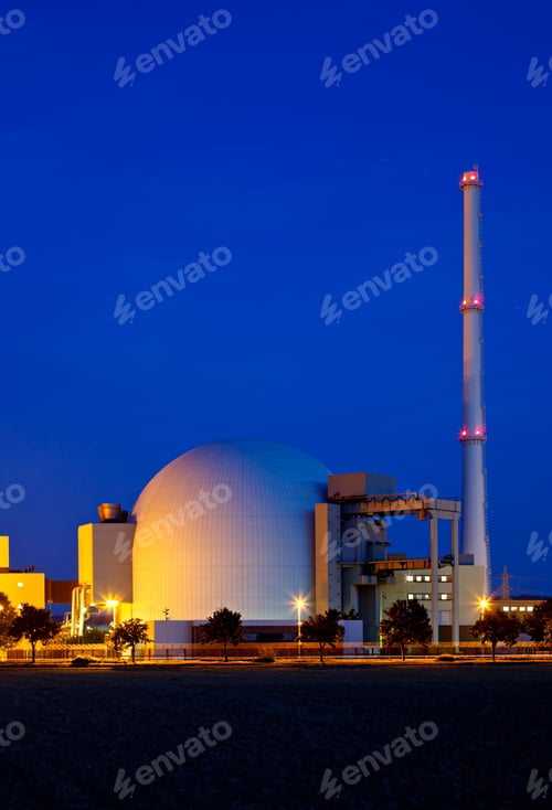 Preview: Nuclear Power Station With Night Blue Sky