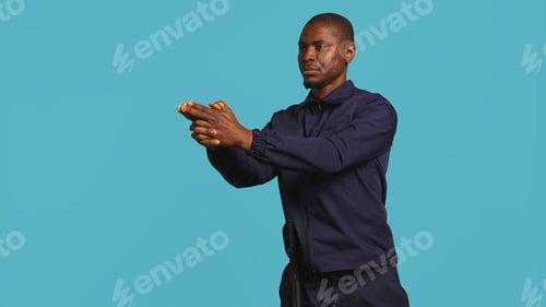 Preview: Portrait of security staff member tasked with evicting trespassers