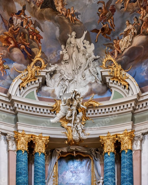 Preview: a painting on a wall shows two people standing in front of a wall