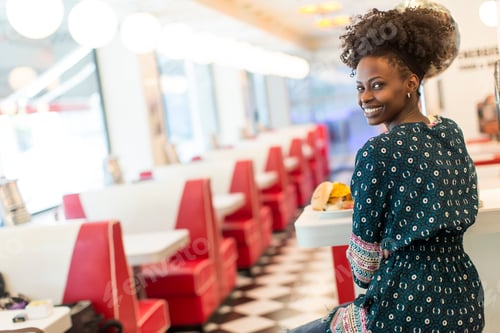 Preview: Young woman in the diner