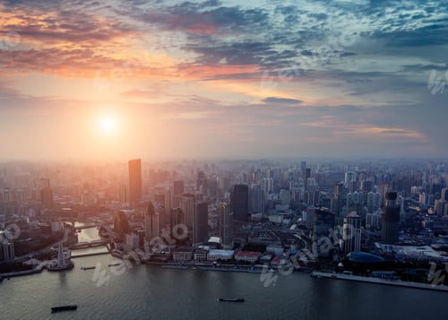 Preview: shanghai pudong skyline at sunset