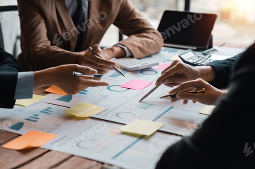Preview: Business people meeting business consulting brainstorming project analysis report check investment