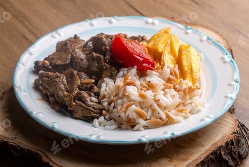 Preview: Liver kebab cuisine. Leaf Liver spicy. Delicious turkish ciger. (Turkish name; yaprak ciger)
