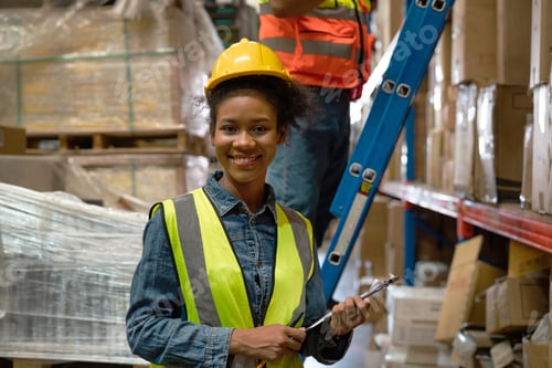 Preview: Portrait of female Industrial and industrial workers concept.