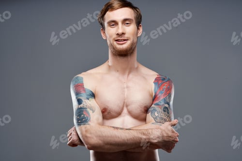 Preview: Athletic Man and Bodybuilder Fitness Muscle Muscle Tattoo Model