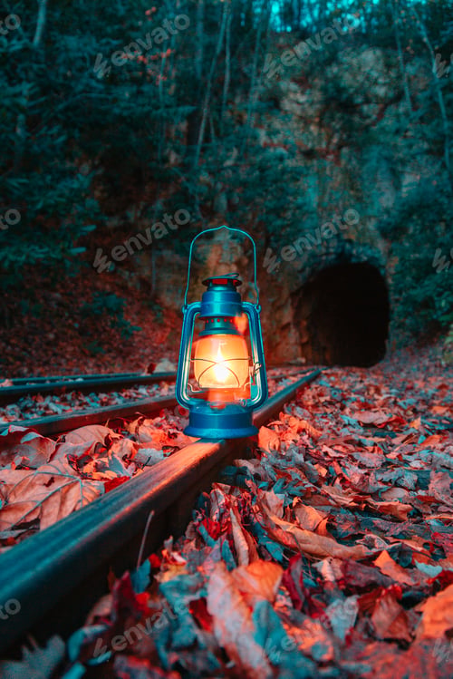 Preview: Blue lamp in foliage