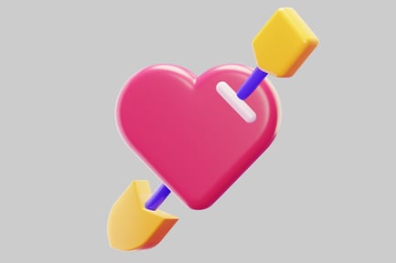 Preview: Abstract heart with yellow and blue shapes.