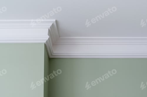Preview: Details in the interior. Ceiling moldings, part of intricate corner
