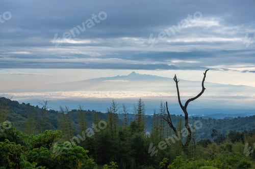 Preview: Mount Kenya 5199m summit, seen from Aberdare National Park, Kenya