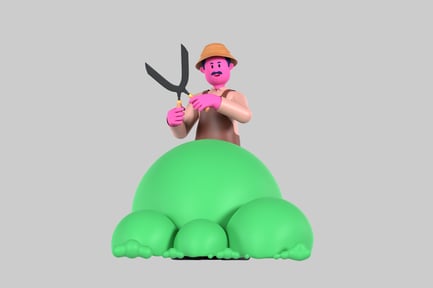 Preview: Cartoon gardener with shears character