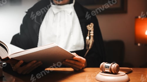 Preview: Lawyer In A Courtroom opening a book