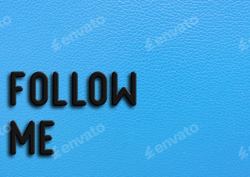 Preview: “Follow me” on blue leather background