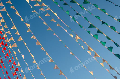 Preview: Colorful mexico fiesta flags green white and red color