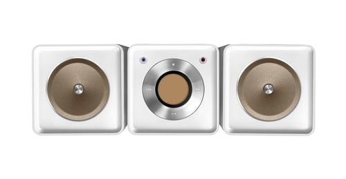 Preview: hifi player with loudspeakers isolated on white