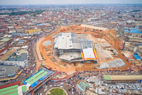 Preview: Aerial top view of the Kumasi market